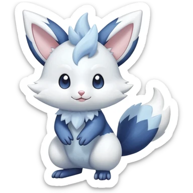 Shiny White Pastel Snowy Icy Sparkly Cute Furret-Meowstic-Zangoose-Hybrid (Full body) sticker