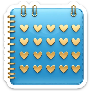 modern elegant planner with checkmarks emoji, 3D style, soft blue and gold, clean design sticker