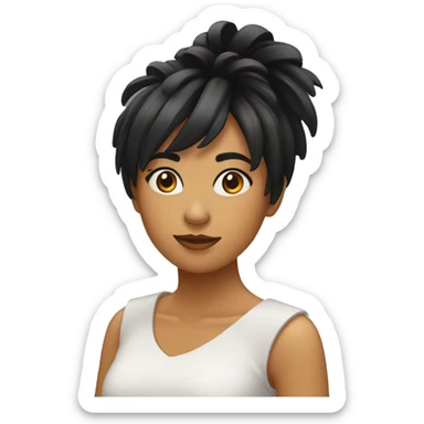 Chica con pelo negro con flequillo sticker