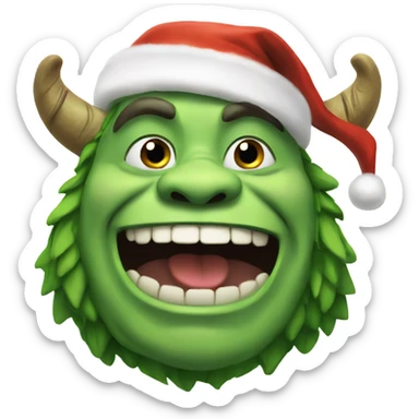 A green ogre celebrating Christmas  sticker