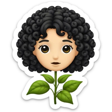 black flower with curly hair sticker