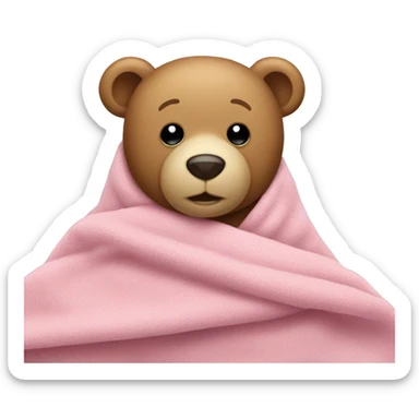 teddy bear in a pink blanket  sticker