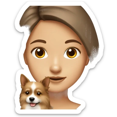 beautiful girl with brown hair with her beige spitz dog sticker
