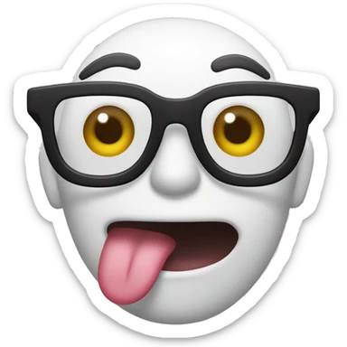 A person sticking tongue out with glasses sticker