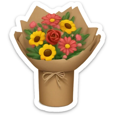 Bouquet with brown paper wrapping sticker