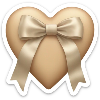 beige heart with beige satin bow sticker