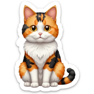full body calico tabby cat with tiny head and fat body sticker