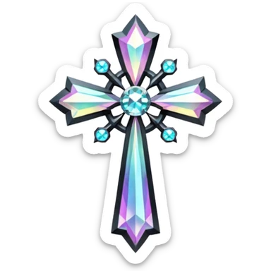 Gothic iridescent diamond cross sticker
