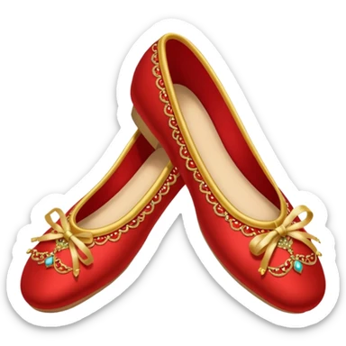 rococó zapatillas de ballet rojo con dorado sticker