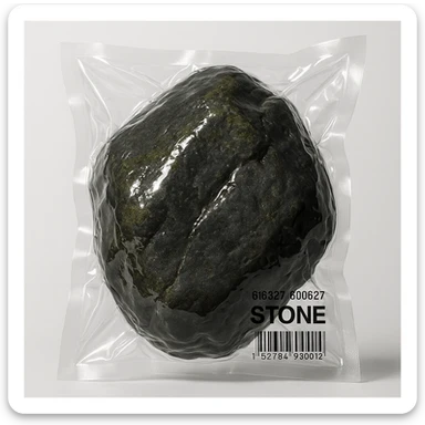 big rock with minimal moss accents, shiny and inflated sticker