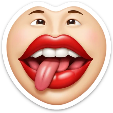 tongue red shiny glossy lips mouth sticker