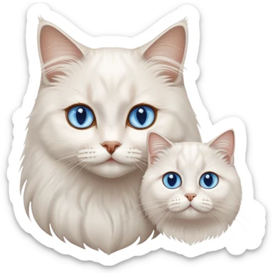 White British longhair cat blue eyes with brown eye girl sticker