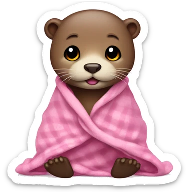 otter dressed in a pink blanket sticker