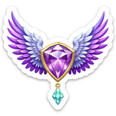holy diamond emblem with white wings and purple diamond in the middle sticker