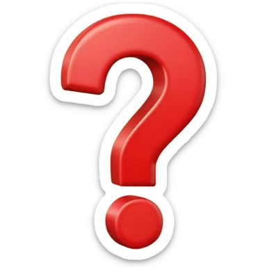 Generate a high-quality 3D cartoon-style emoji of a red question mark, smooth gradient colors, rounded and cute appearance, simple white background, high-resolution.
 sticker