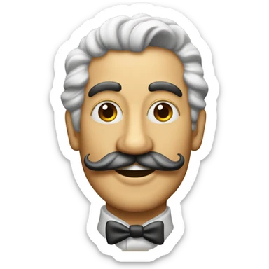 Hombre feliz pelo rodete y bigote estilo dali sticker