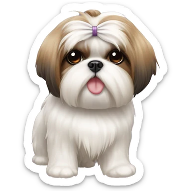 party color Shih Tzu with a topknot and bow sticker