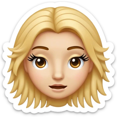 Pleasing face emoji with lashes and hair sticker