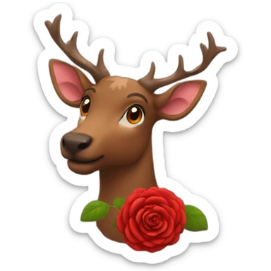 Brown hart with red rose  sticker