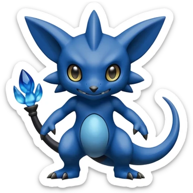 Dusky Glossy Oil-Sheen Blackened Blue Pokémon-Fakémon-Digimon-Creature, (full body) sticker