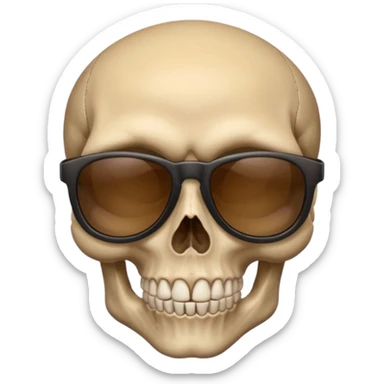 Make a skull face with sunglasses down a bit so you can see his eyes and his left eye brow up a bit make it look like an emoji sticker