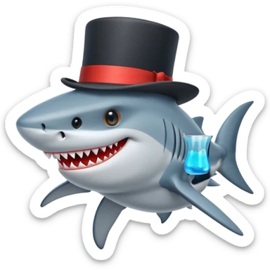 Shark with a top hat sticker