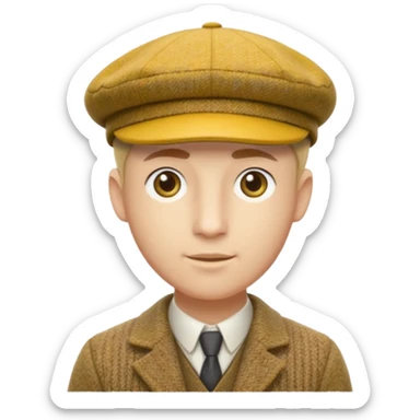 yellow flat cap hat like Peaky Blinders sticker
