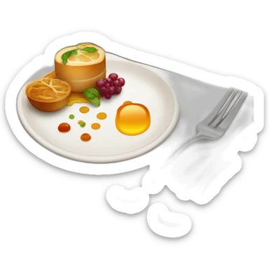 "Design a fine dining setting with a beautifully plated gourmet meal, in a luxurious restaurant sticker