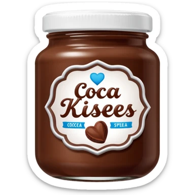 Jar of hazelnut chocolate spread and make the label say cocoa kisses with a white lid sticker