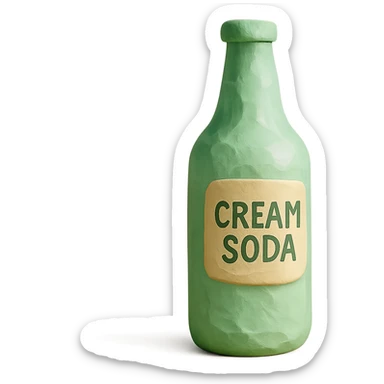 claymation style cream soda, visible fingerprints, pastel green sticker