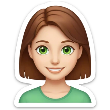 smiling girl with brown hair and green eyes sticker