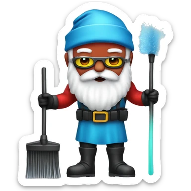 Cyberpunk Santa Claus as a superhero cleaner sticker