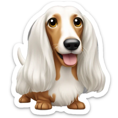 White long haired wiener dog sticker