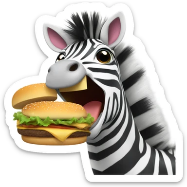 zebra eating hamburger  sticker