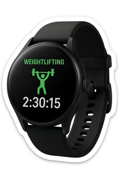 smartwatch con modalità attiva di pesi che segna 2 ore e mezza di palestra, REALISTICA 4K sticker