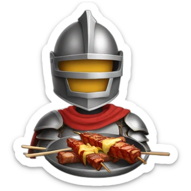 helmeted knight eating filipino bbq sticker