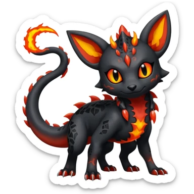 Edgy gothic dark volcanic magma-Salandit-Umbreon-Litten-hybrid-fusion (full body) sticker