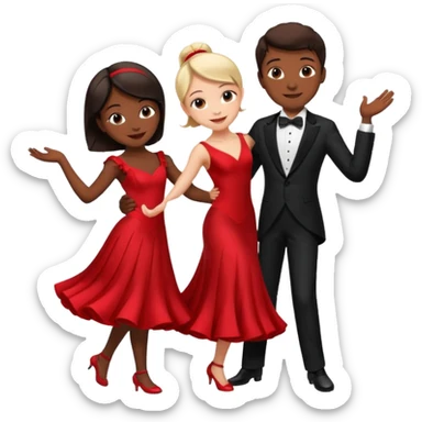 Ballroom dancing with girlred and boyblack  girl bend on his hand sticker