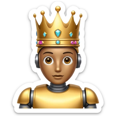 robot wearing a crown sticker