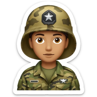 a person in camouflage clothing in a war scene sticker