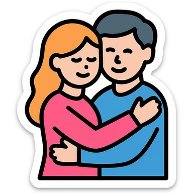 a couple hugging sticker