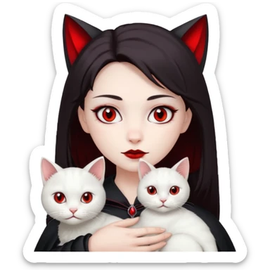 vampire with white cat on shoulder sticker