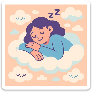 sleep, soft pastel illustration, peaceful clouds, gentle mood sticker