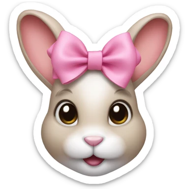 Bunny wearing a pink bow sticker