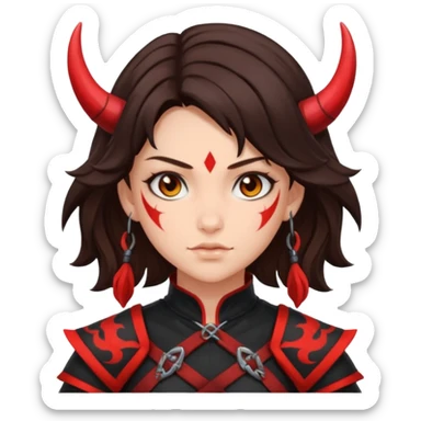 Brunette woman in a demon slayer outfit sticker