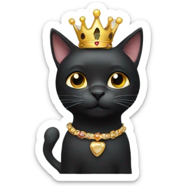 Black cat with crown sticker
