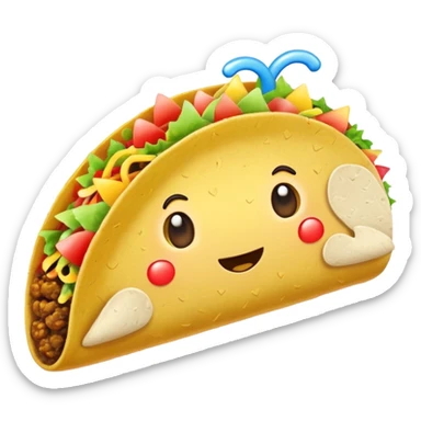 taco with white wings and rainbow question marks on the sides. sticker