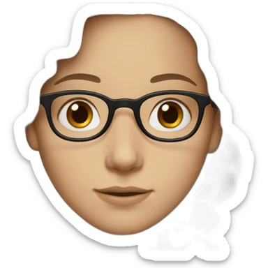 White Girl with wavy dark brown long hair, brown eyes and glasses sticker