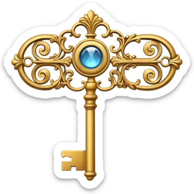 key in the horizontal position old and ornate sticker