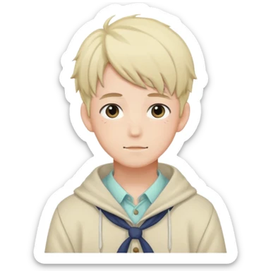 gorgeous-pastel-anime-style- man wearring Cottagecore style  sticker